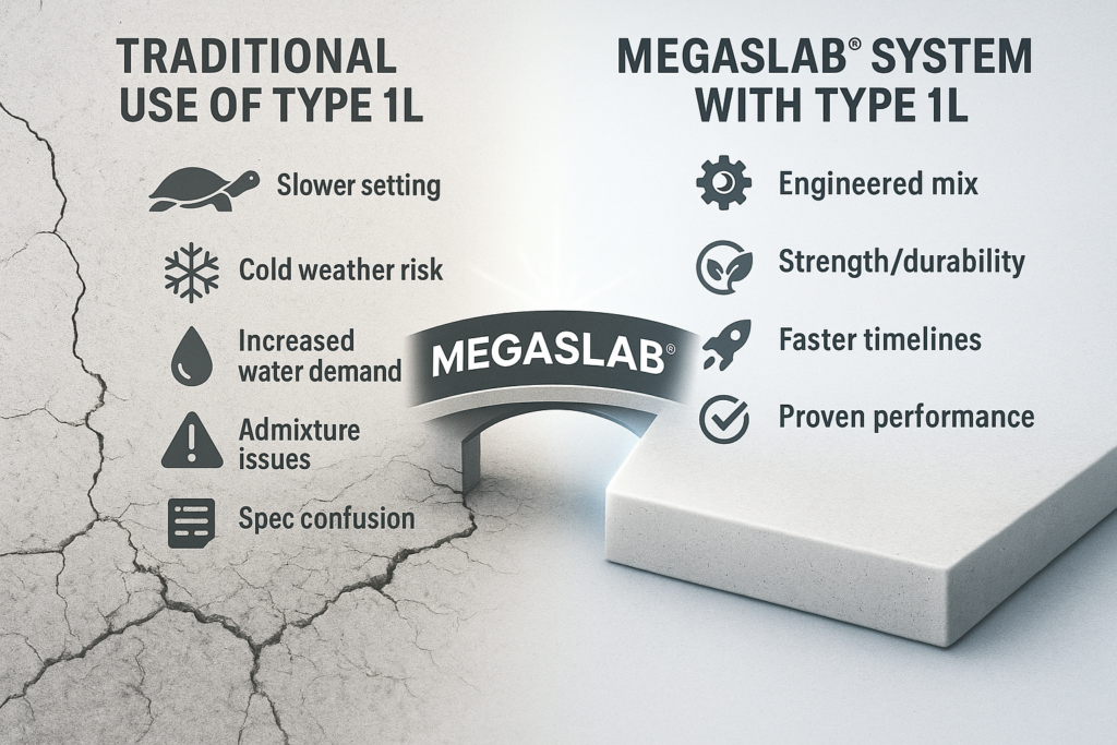 The Downfalls of Type 1L Cement—and How MEGASLAB® Solves Them Type 1L Cement